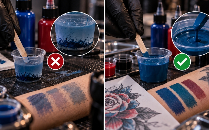 Lỗi thường gặp khi pha mực xăm tattoo và cách khắc phục Lỗi thường gặp khi pha mực xăm tattoo và cách khắc phục