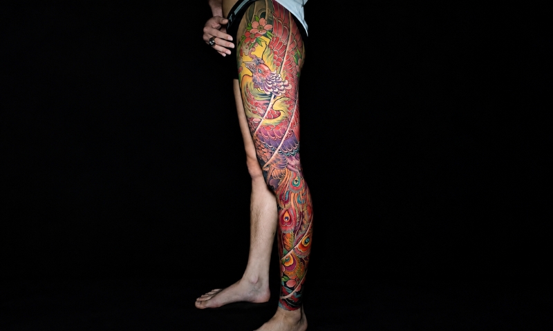 Hình xăm kín chân Tattoo Gà