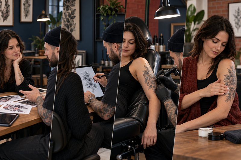 Bốn giai đoạn của quy trình xăm hình tại studio