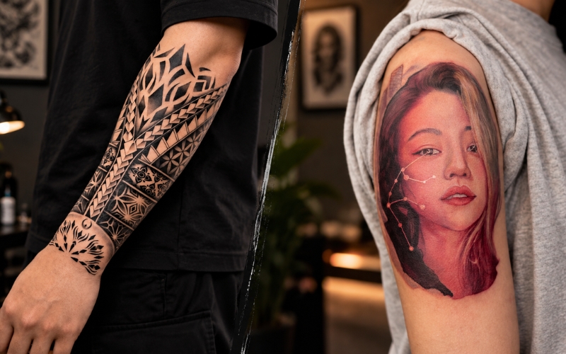 Phong cách Blackwork và tả thực