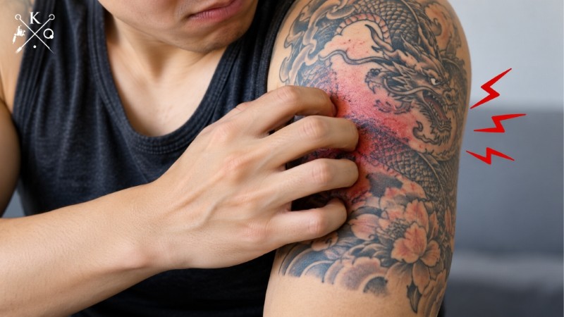 Hình xăm bị ngứa với biểu hiện kích ứng trên da