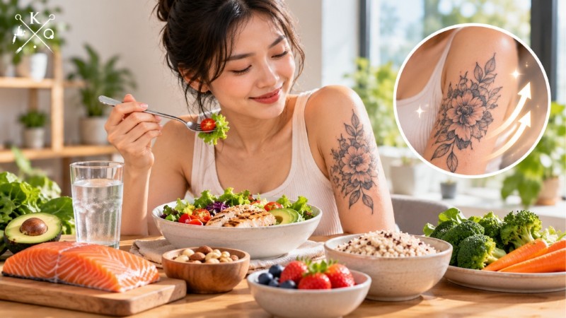 Chế độ ăn uống cân bằng hỗ trợ phục hồi da sau xăm