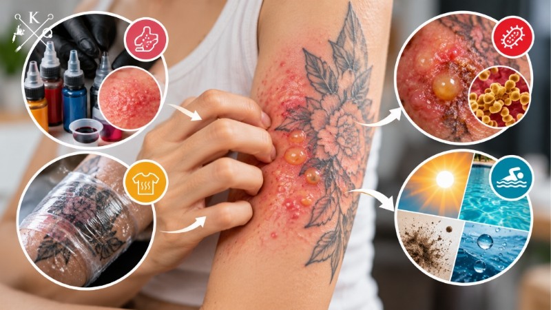 Các nguyên nhân khiến hình xăm bị nổi mụn nước và nổi hột Các nguyên nhân khiến hình xăm bị nổi mụn nước và nổi hột