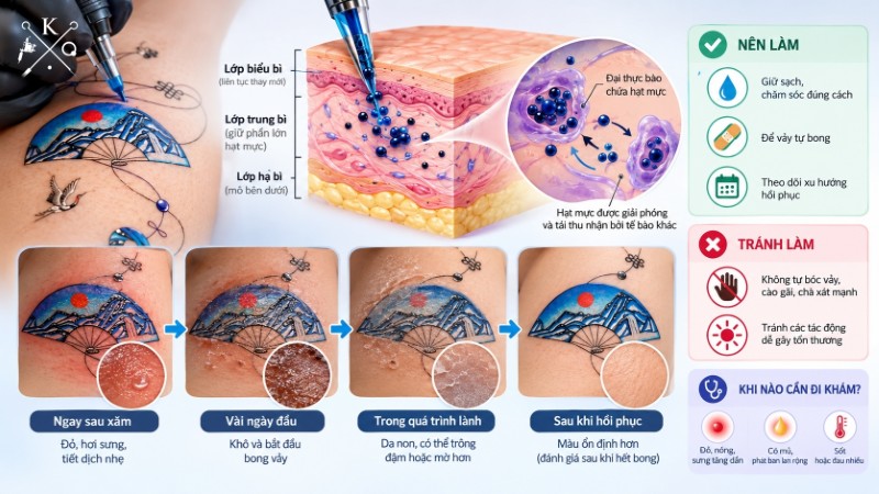 Cơ chế lắng đọng mực và quá trình phục hồi của da Cơ chế lắng đọng mực và quá trình phục hồi của da