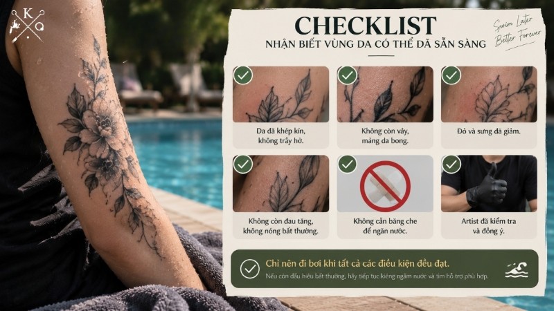 Checklist kiểm tra hình xăm đã lành trước khi đi bơi Checklist kiểm tra hình xăm đã lành trước khi đi bơi