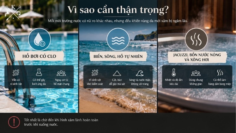 Rủi ro khi để hình xăm mới tiếp xúc với nước Rủi ro khi để hình xăm mới tiếp xúc với nước